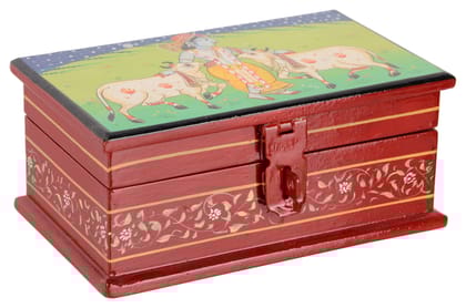 Central Cottage Industries Emporium (Govt of India Undertaking) Handpainted Wooden Storage Box (Multicolor)