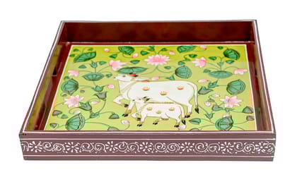 COTTAGE Kishangarh Style Painted Tray12X12 Inch