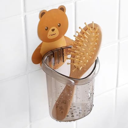 SHANAYA Toothbrush Holder (Set of 3Pcs) Plastic Stand for Toothpaste, Comb, Brush, Cream, Lotion Kids Bathroom Cup Drain Waterproof Self-Adhesive, Teddy Bear SHANAYA Toothbrush Holder (Set of 3Pcs) Plastic Stand for Toothpaste, Comb, Brush, Cream, Lotion Kids Bathroom Cup Drain Waterproof Self-Adhesive, Teddy Bear