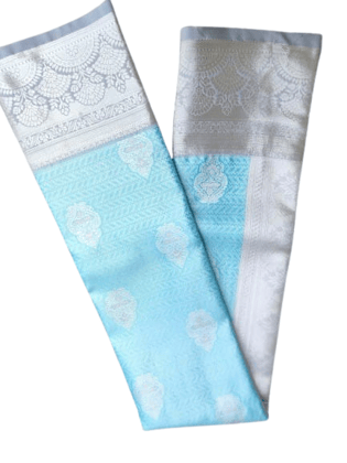 Blue Tissue Kanjivaram Silk Saree With Silver Zari Blue Tissue Kanjivaram Silk Saree With Silver Zari