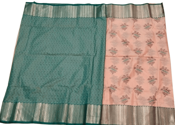  Green and Peach Pure Handloom Tussar Silk Saree