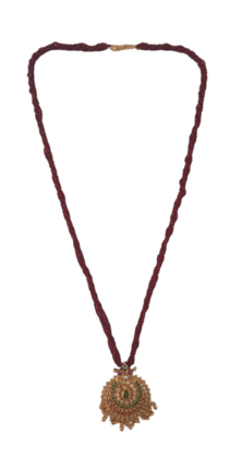  18K Gold Plated Traditional Indian Necklace Set with Ruby Stone Pendant for Women