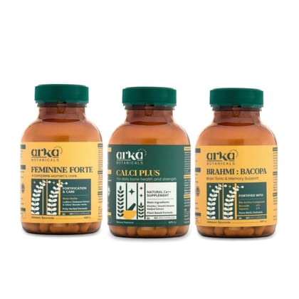 Arka Botanicals Women's Wellness Kit | Hormonal Balance, Bone Strength & Mental Clarity | Natural Ayurvedic Blend with Lodhra, Shatavari, Khatika, Hadjod & Bacoside | Complete Women's Health Support Arka Botanicals Women's Wellness Kit | Hormonal Balance, Bone Strength & Mental Clarity | Natural Ayurvedic Blend with Lodhra, Shatavari, Khatika, Hadjod & Bacoside | Complete Women's Health Support