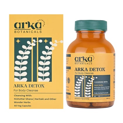Arka Botanicals Arka Detox 60 Veg Capsules | Natural Body Cleanse & Digestion Support | Ayurvedic Formula with Nishottar Ghana & Haritaki | Plant-Based Detox for Wellness & Gut Health Arka Botanicals Arka Detox 60 Veg Capsules | Natural Body Cleanse & Digestion Support | Ayurvedic Formula with Nishottar Ghana & Haritaki | Plant-Based Detox for Wellness & Gut Health