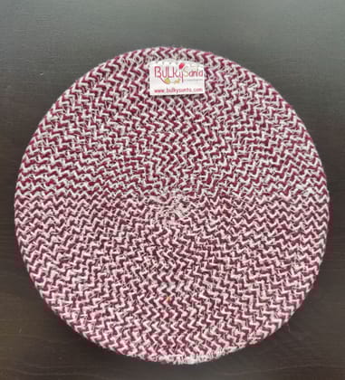 Round table mats cotton placemats (pack of 1) | Hotpads / trivets 9", Heat Resistant, Reversible Use (Maroon) by Bulky Santa