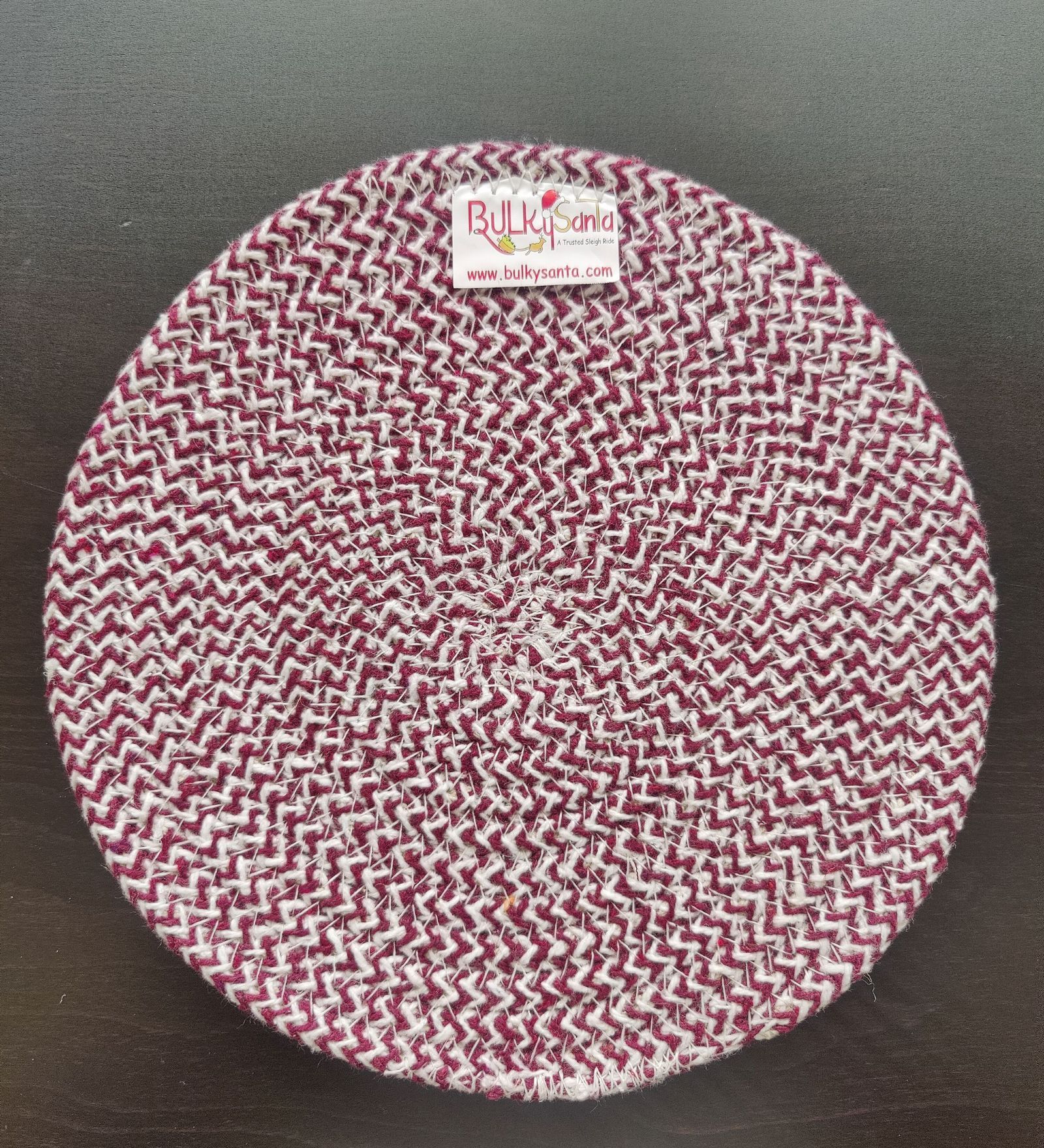 Round table mats cotton placemats (pack of 1) | Hotpads / trivets 9", Heat Resistant, Reversible Use (Maroon) by Bulky Santa