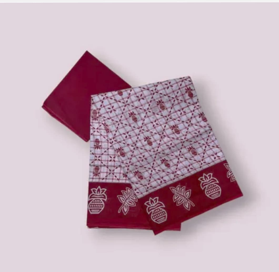 Pink and White Cotton Saree With Blouse Piece