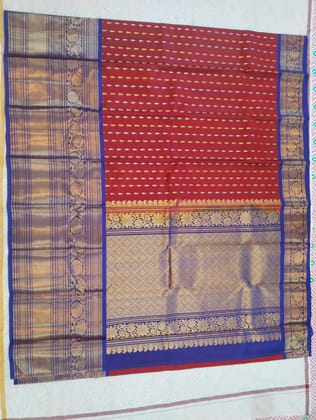 Red and Blue Kanjivaram Silk Saree With Zari Work Red and Blue Kanjivaram Silk Saree With Zari Work