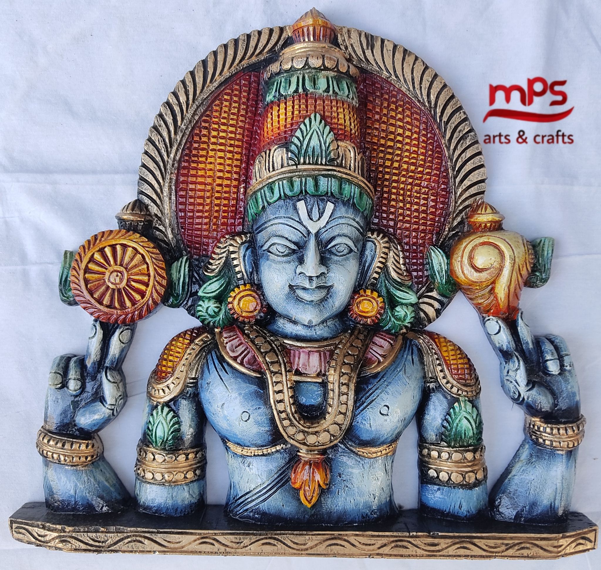  Wooden Handcrafted Lord Vishnu Wall Hanging