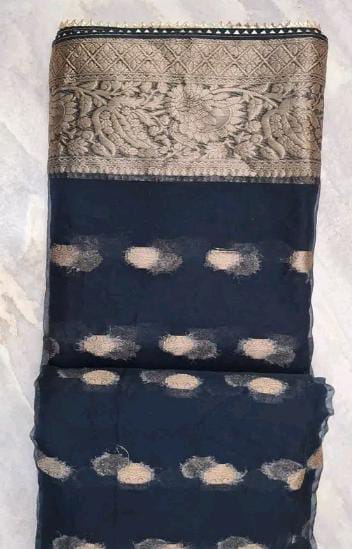 Black Saree With Golden Bordered