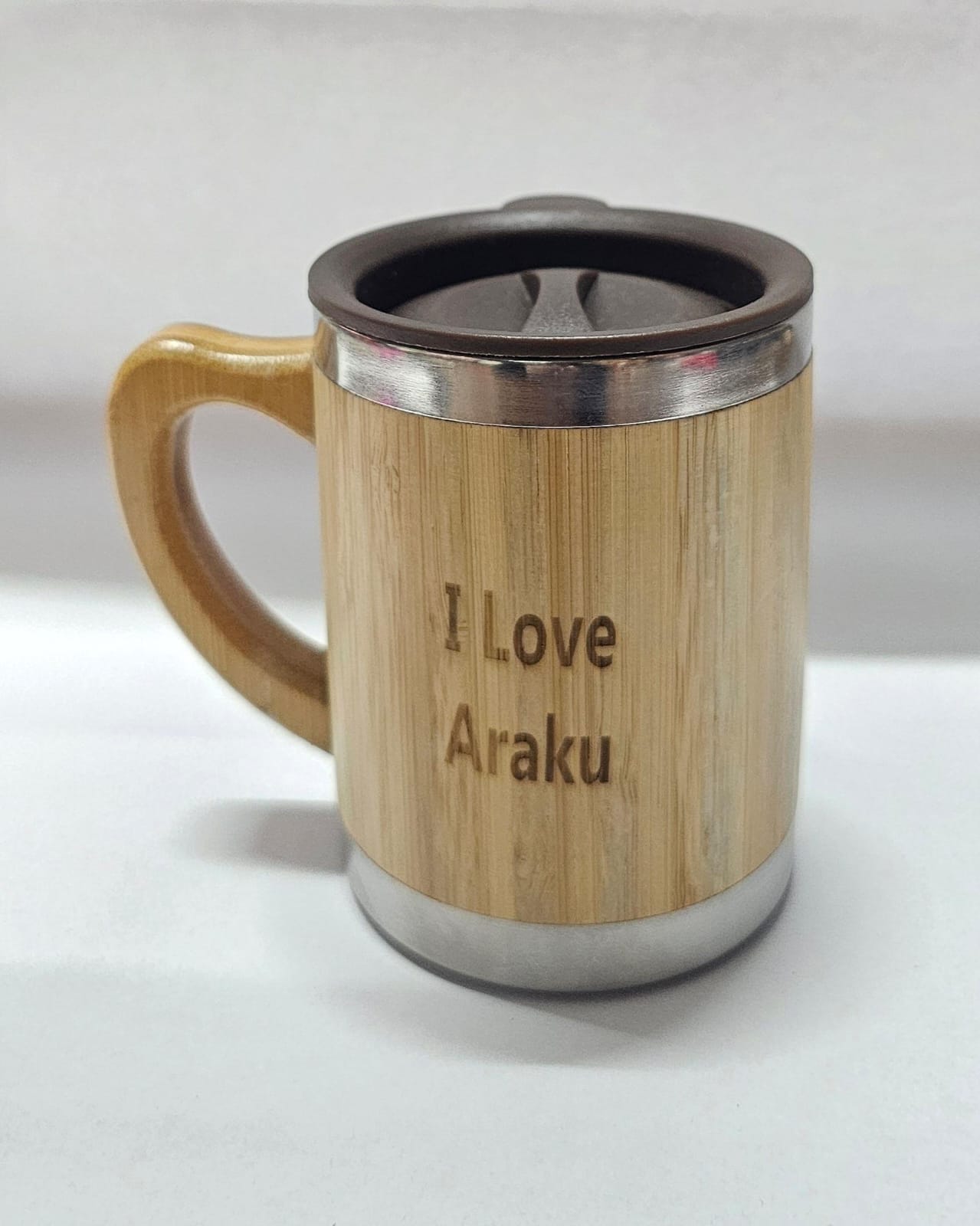 I Love Araku Bamboo Mug with Lid and Handle