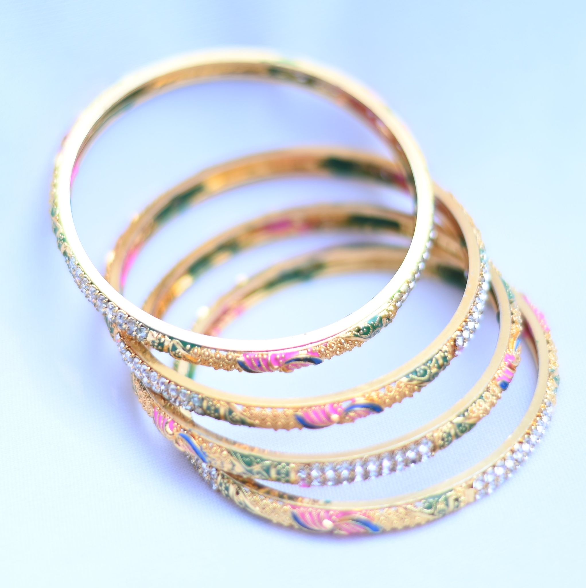 Sri parameswari Gold Plated Bangle Set with Meenakari Work