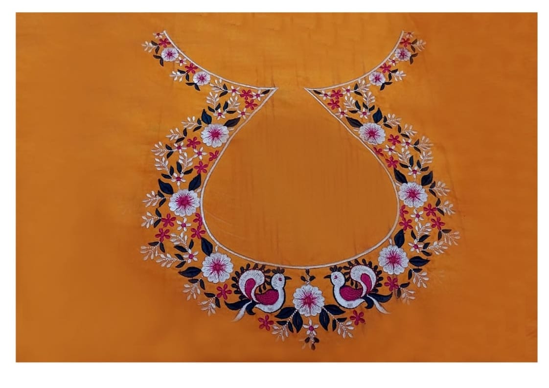 Sandal Wood Embroidered Blouse - Un Stiched Blouse - 1 Meter
