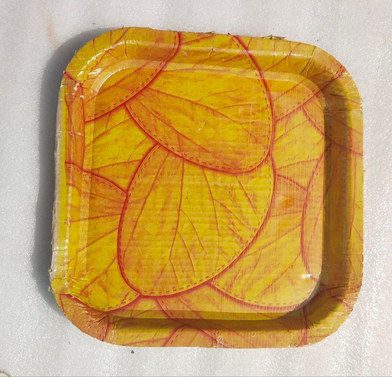  10" Square Disposable Paper Plates - 25 Pack - Leaf Design