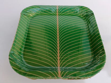 Ecofriendly-Disposable Coated Sqare Paper Plates Thali (Green, 12 inches) -Set of 25 Pieces Ecofriendly-Disposable Coated Sqare Paper Plates Thali (Green, 12 inches) -Set of 25 Pieces