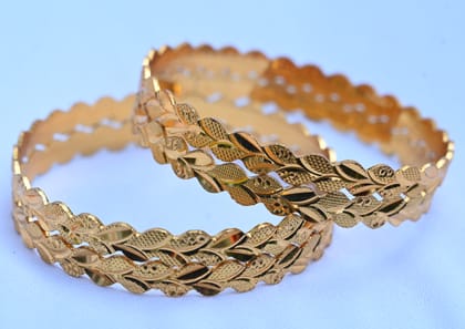 Sri prameswari  22K Yellow Gold Textured Bangle Set of 2