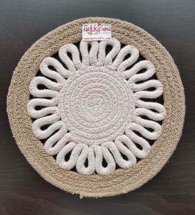 Round table mats cotton placemats (pack of 1) | Hotpads / trivets 9", Heat Resistant, Reversible Use (Payal) by Bulky Santa