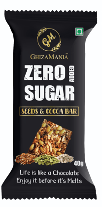 GHIZAMANIA SEEDS & COCOA ZERO ADDED SUGAR | 40g | PACK OF 1 | 50% DARK CHOCOLATE BAR | SUGAR FREE CHOCOLATE BAR | VEGAN & GLUTEN FREE CHOCOLATE BAR. GHIZAMANIA SEEDS & COCOA ZERO ADDED SUGAR | 40g | PACK OF 1 | 50% DARK CHOCOLATE BAR | SUGAR FREE CHOCOLATE BAR | VEGAN & GLUTEN FREE CHOCOLATE BAR.