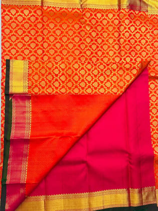 Red and Pink Kanjivaram Silk Saree With Blouse Red and Pink Kanjivaram Silk Saree With Blouse