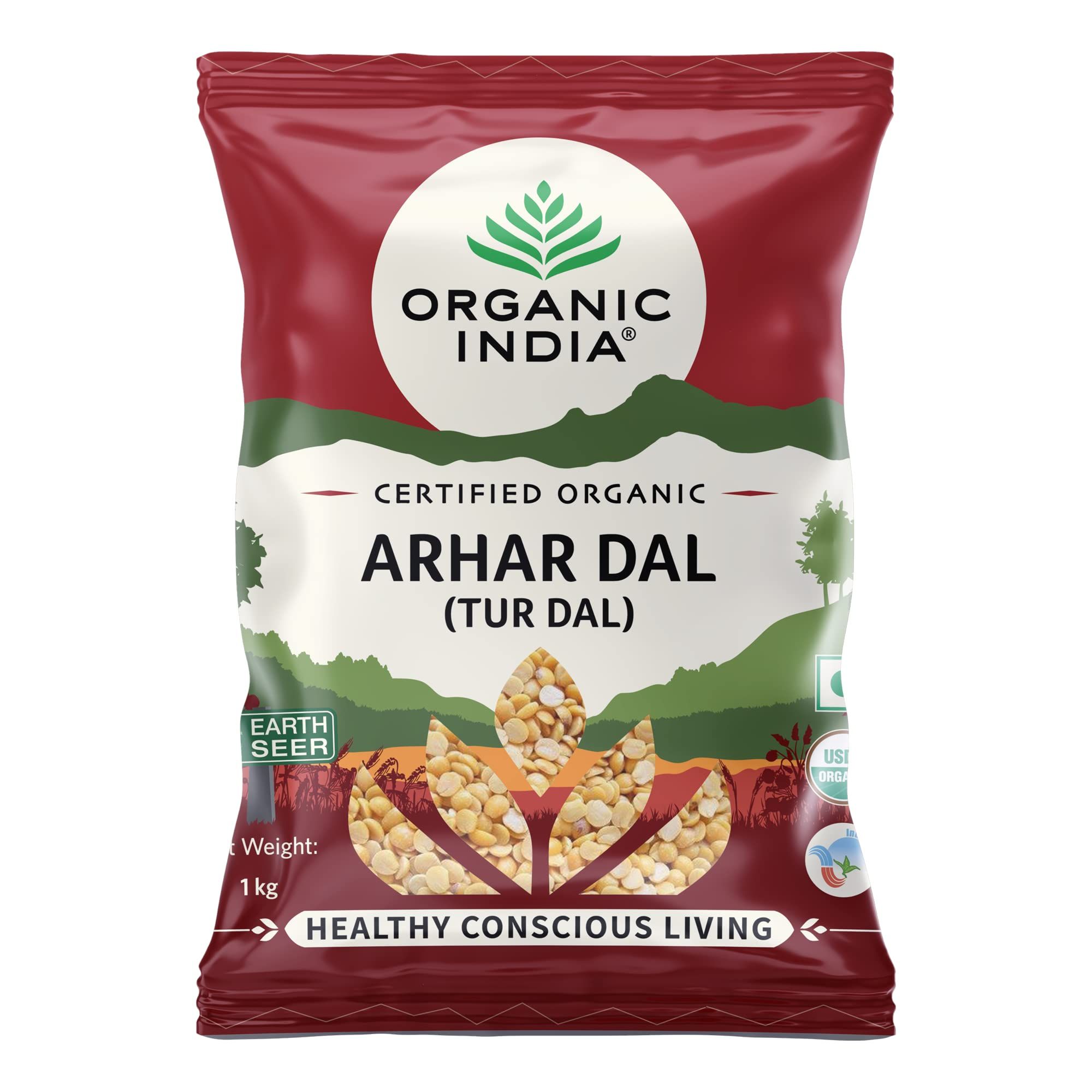 ORGANIC INDIA Hygienically Packed, Rich in Protein and Fiber, Easy to Cook, Good in Taste Arhar Dal(Tur Dal)-1Kg