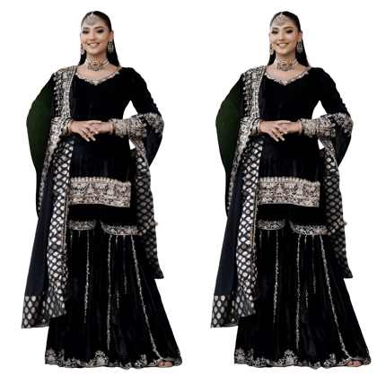 Black Sharara Set Ready to wear indian salwar kameez Dupatta for women anarkali designer pakistani dresses Festival 3 piece