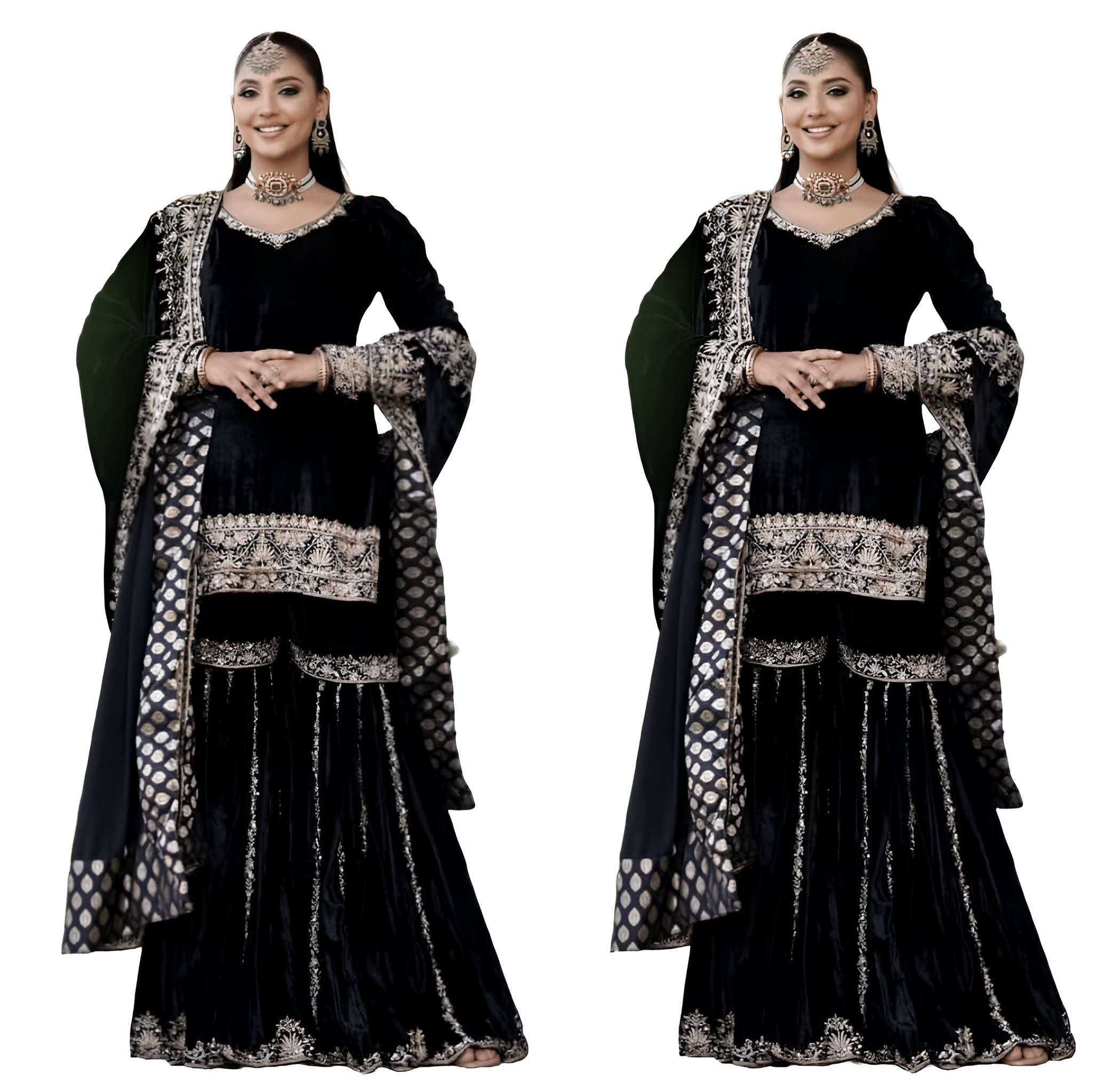 Black Sharara Set Ready to wear indian salwar kameez Dupatta for women anarkali designer pakistani dresses Festival 3 piece