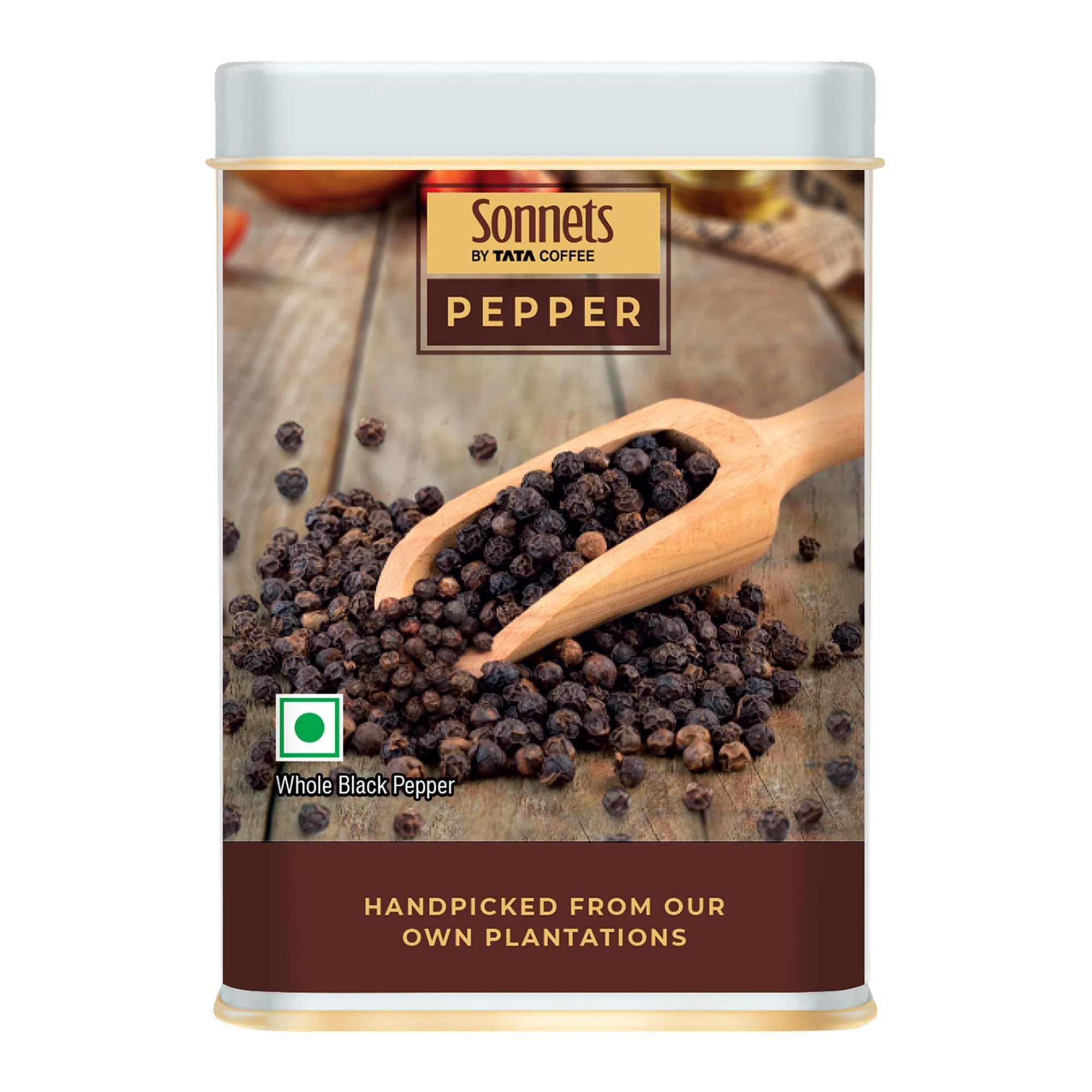 Sonnets by Tata Coffee, Whole Black Pepper, 100g, Sustainably Cultivated Tellicherry Garbled Special Extra Bold (TGSEB) Pepper, Aromatic & Flavourful Peppercorns