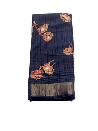 Blue Dola silk  With Floral Print