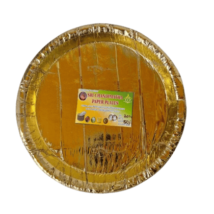 SRI CHANDIMATHA PAPER PLATES - Gold Paper Plates - Pack of 20