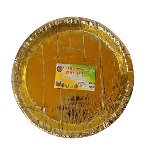 SRI CHANDIMATHA PAPER PLATES - Gold Paper Plates - Pack of 20