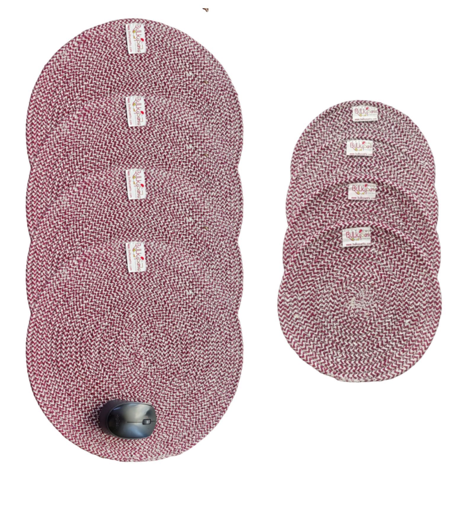 Round table mats cotton placemats (pack of 8) | Big Mats  & Hotpads / trivets, Heat Resistant, Reversible Use (Maroon) by Bulky Santa