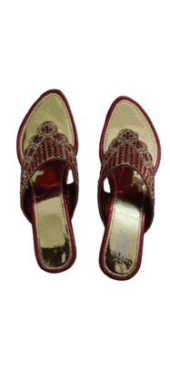 Red and gold embellished bridal sandals Red and gold embellished bridal sandals