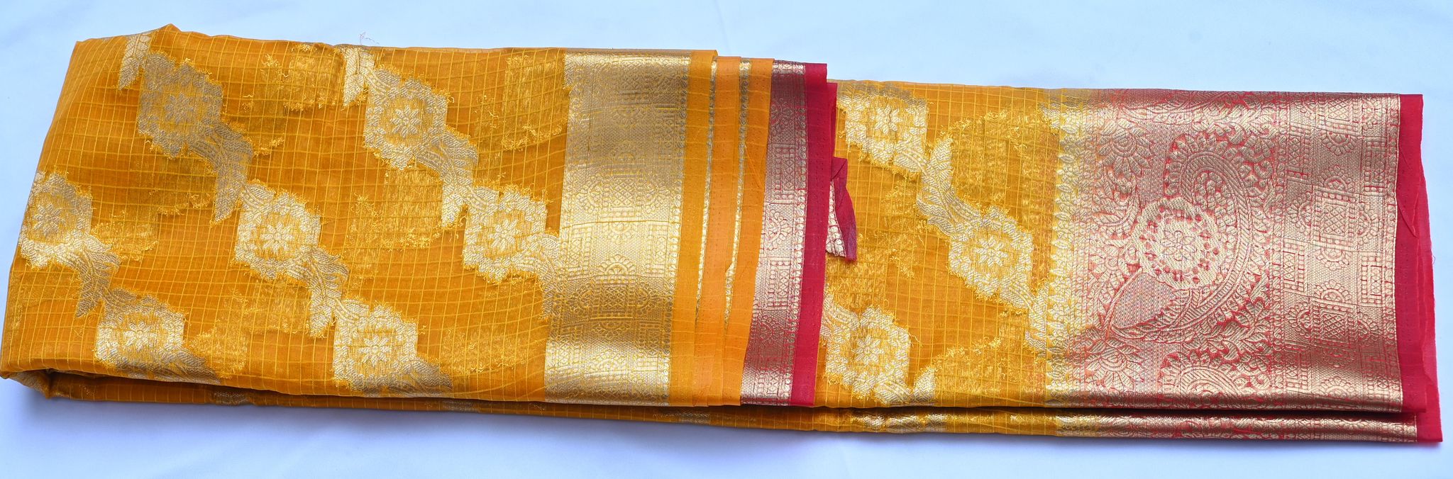 Ramani sarees Yellow Saree With Golden Bordered