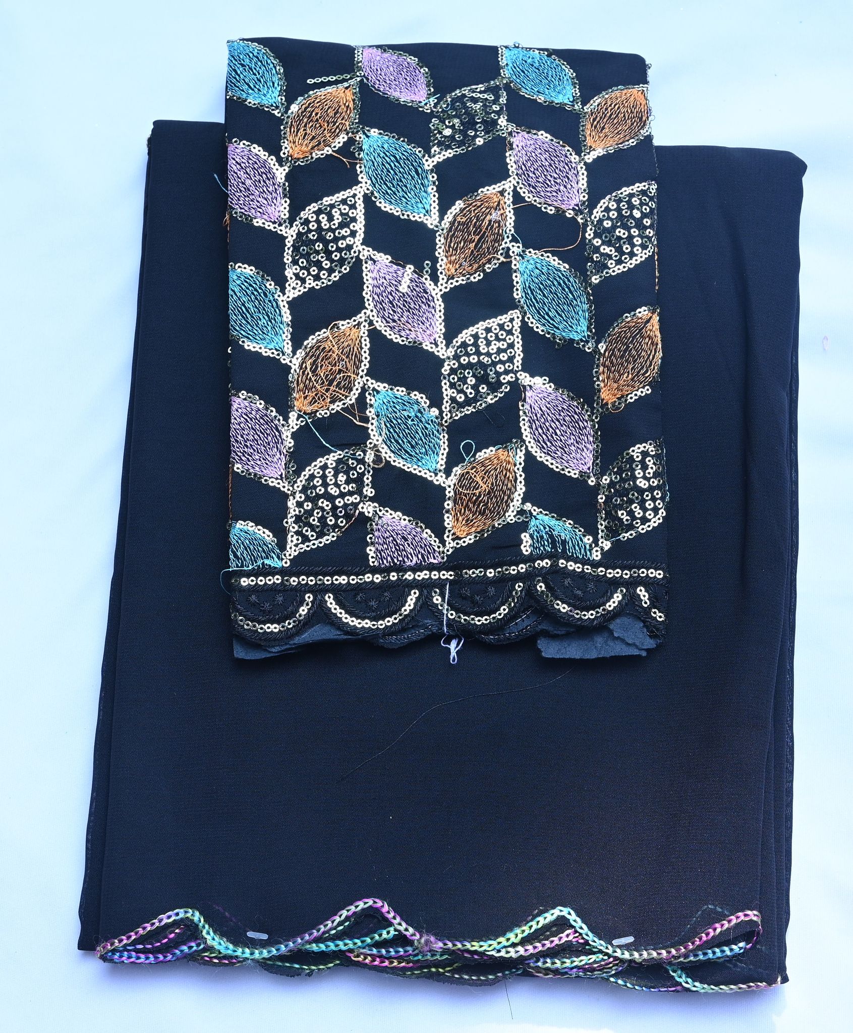 Ramani saress Embroidered Chiffon Fabric with Sequins and Beads