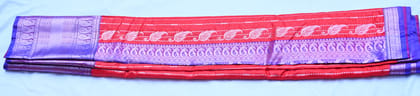 RAMANI SAREES  Red and Blue Kanjivaram Silk Saree With Blouse Piece