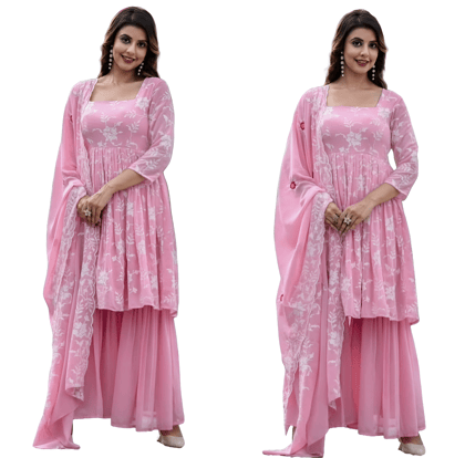 Pink Sharara Suit Set Ready to wear indian salwar kameez Dupatta for women anarkali designer pakistani dresses Festival 3 piece