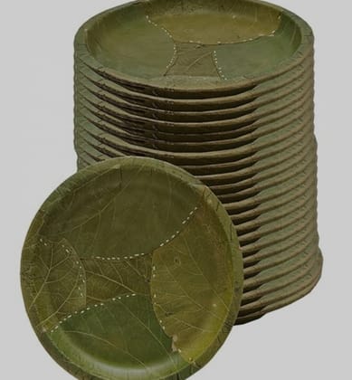 25 Pack of 9 Inch Green Leaf Shaped Plates - Compostable and Biodegradable Disposable Plates - Eco-Friendly Party Supplies