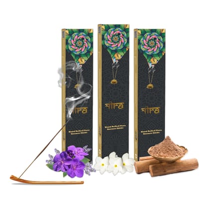 NIRA Fragrances Lavender, Nag Champa and Sandalwood Fragrance 120 Incense Stick Combo 100% Natural & Organic Cow Dung Handmade Agarbatti Best for Morning and Evening Pooja, Meditation, and Aromatherapy, Yoga NIRA Fragrances Lavender, Nag Champa and Sandalwood Fragrance 120 Incense Stick Combo 100% Natural & Organic Cow Dung Handmade Agarbatti Best for Morning and Evening Pooja, Meditation, and Aromatherapy, Yoga