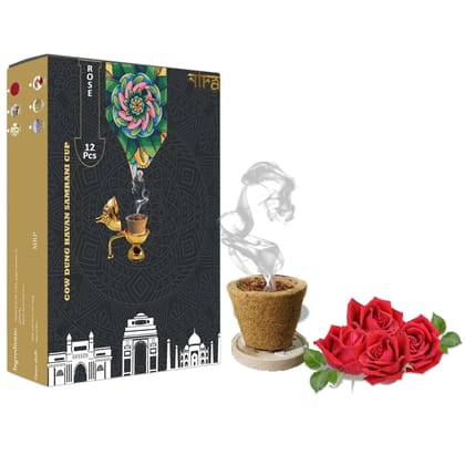 Nira Fragrances RoseIncense sambrani Cups I 12 Havan Pcs + 1 Free Stand I Natural Cow Dung Dhoop Havan Cup I Dhuni for Pooja I Organic Fragrance Nira Fragrances RoseIncense sambrani Cups I 12 Havan Pcs + 1 Free Stand I Natural Cow Dung Dhoop Havan Cup I Dhuni for Pooja I Organic Fragrance