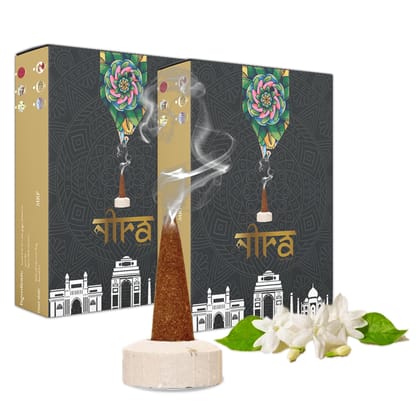 Nira Fragrances Natural Cow Dung Incense Cones |100 Organic Dhoop Cones with Jasmine Fragrances | Best for Pooja, Meditation, and Aromatherapy | Free Dhoop Stand Included Nira Fragrances Natural Cow Dung Incense Cones |100 Organic Dhoop Cones with Jasmine Fragrances | Best for Pooja, Meditation, and Aromatherapy | Free Dhoop Stand Included