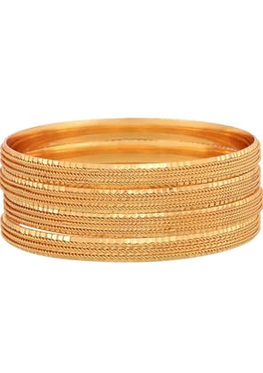 Gold Plated Textured Bangle Set of 4