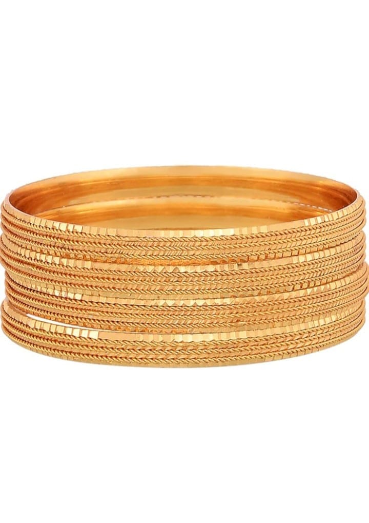 Gold Plated Textured Bangle Set of 4
