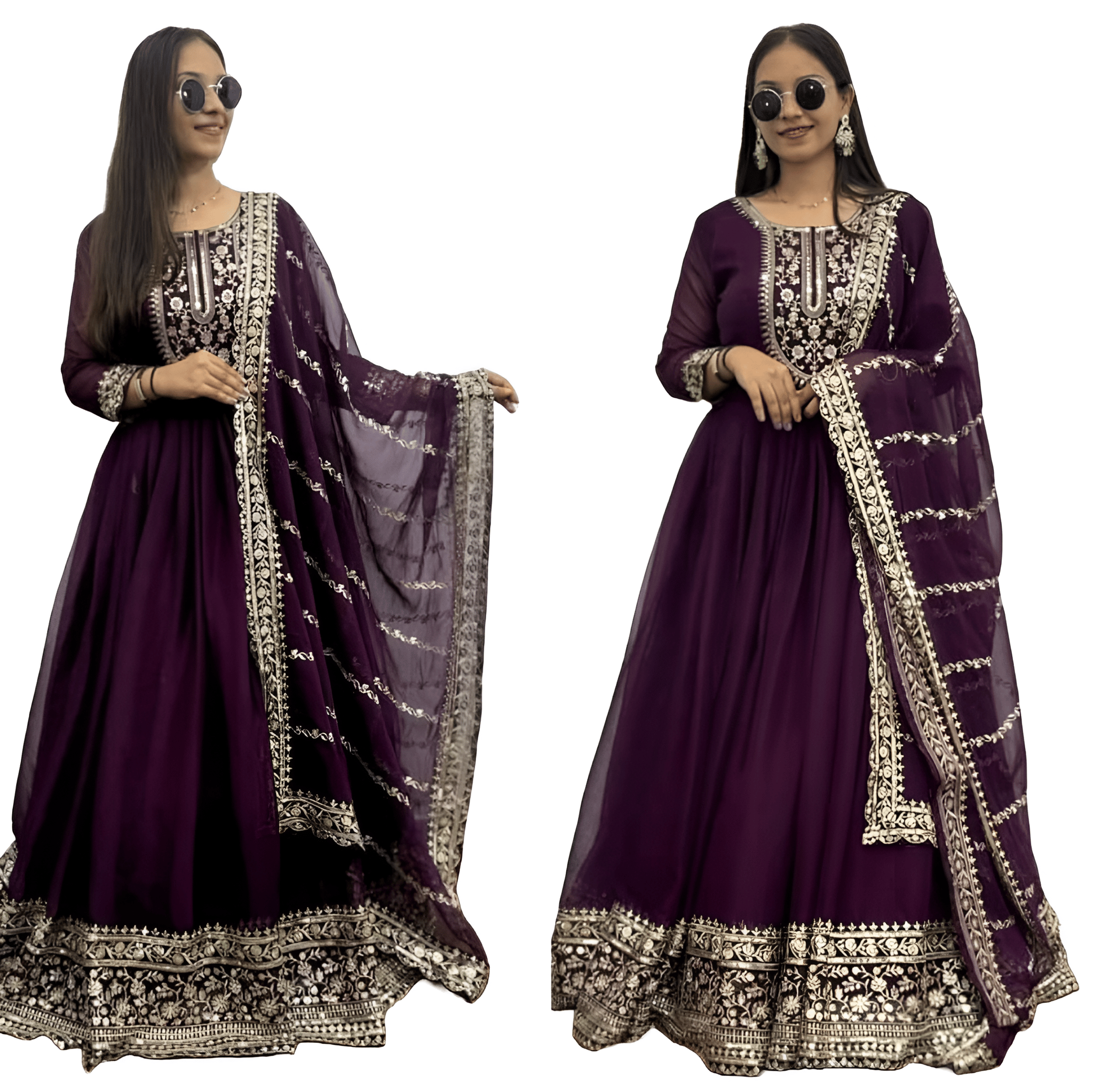 Purple Ready to wear indian salwar kameez Dupatta for women anarkali designer pakistani dresses Festival 3 piece