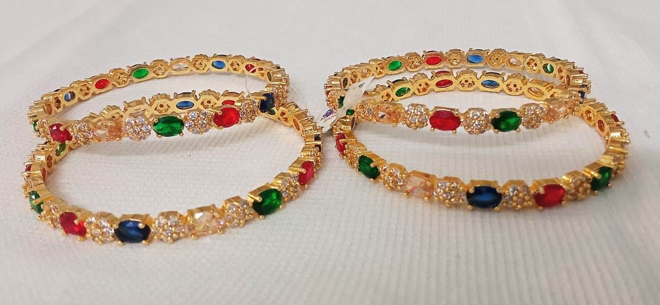  Gold Plated Kundan Bangles Set of 4