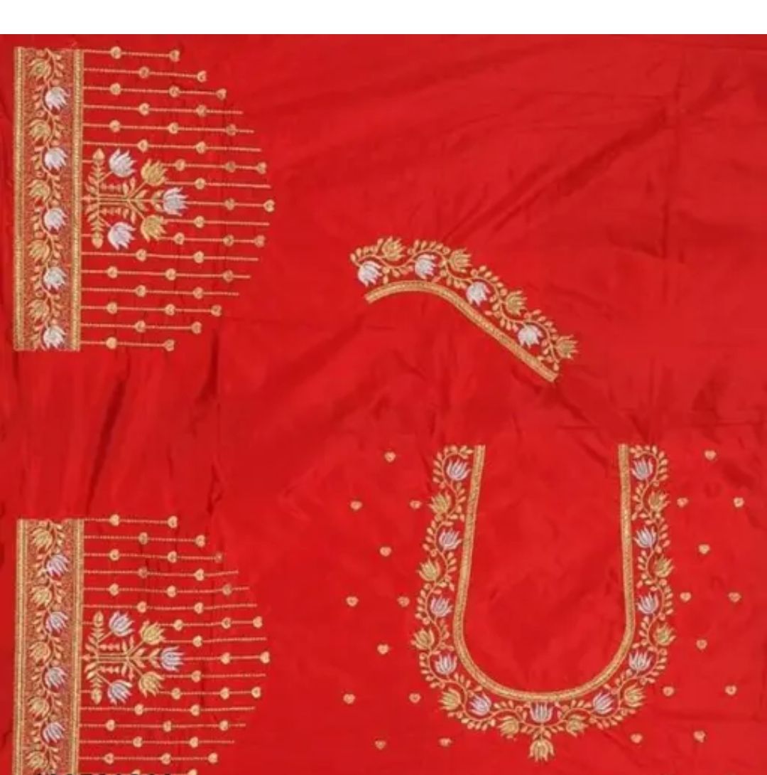 Red and gold embroidered blouse