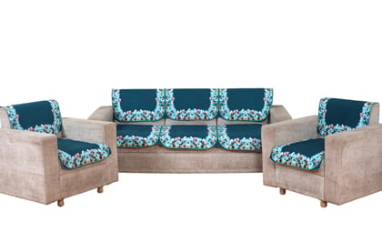 Fabricasa Modern Quilted Reversible Velvet Sofa Cover- Turquise Blue 5 Seater Fabricasa Modern Quilted Reversible Velvet Sofa Cover- Turquise Blue 5 Seater