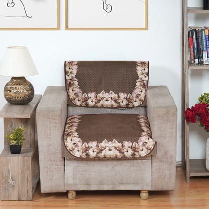 Fabricasa Modern Quilted Reversible Velvet Sofa Cover- Brown 1 Seater Fabricasa Modern Quilted Reversible Velvet Sofa Cover- Brown 1 Seater