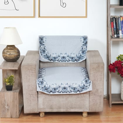 Fabricasa Modern Quilted Reversible Velvet Sofa Cover- Grey 1 Seater Fabricasa Modern Quilted Reversible Velvet Sofa Cover- Grey 1 Seater