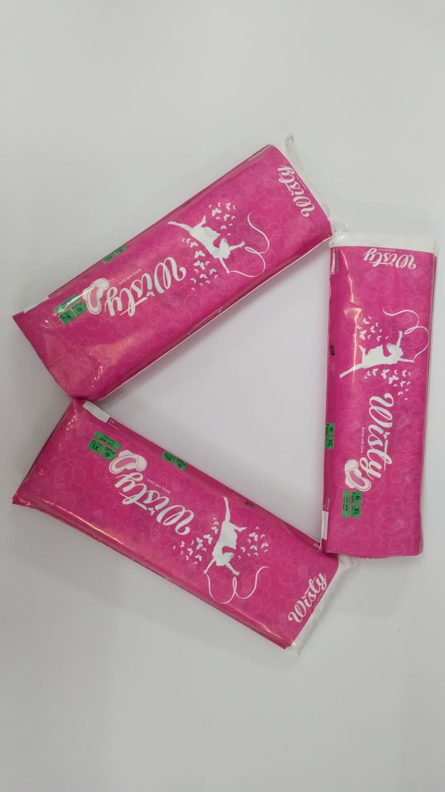 Wisty Maxi Pads with Wings, 200 mm, 6 XL, 3 Packs