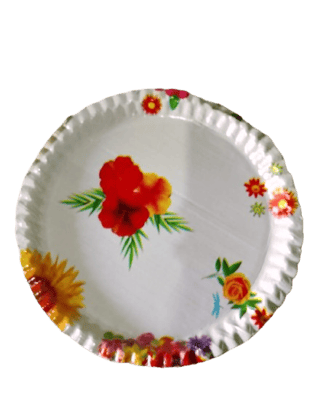 MAA RUKMINI PAPER PLATES STORE - White Paper Plate with Floral Design - pack of 20